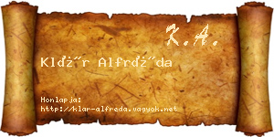 Klár Alfréda névjegykártya